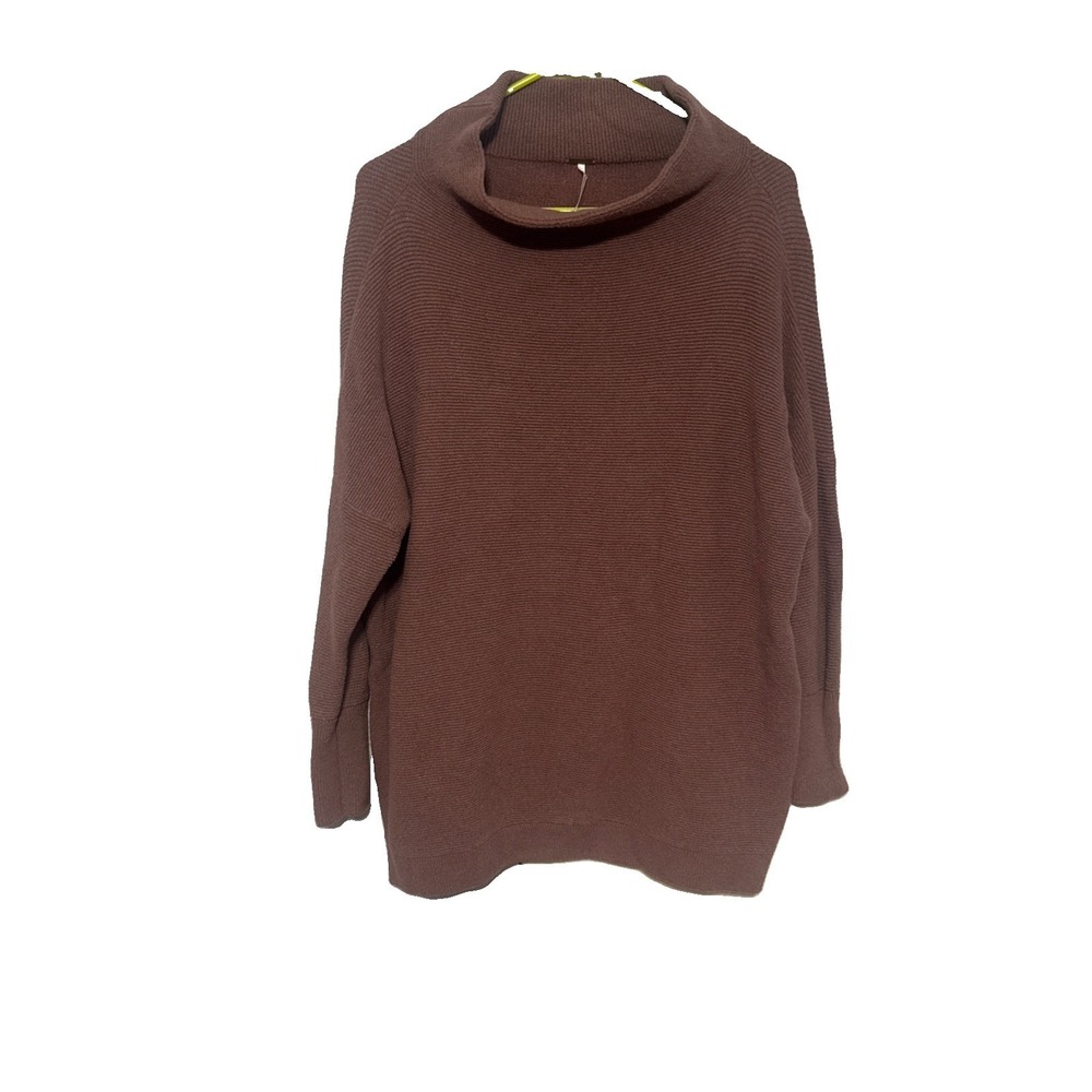 Free People Brown Ribbed Knit ottoman slouchy tunic Long Sleeve Pullover S
